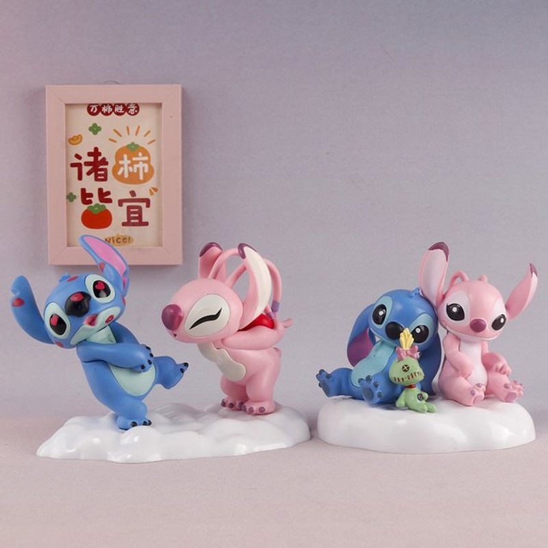 Disney Stitch Angel Anime Cartoon Lilo & Stitch Actionfigur aus Kunstharz als mehrfarbige Dekoration für Kinder und Sammler - Bild 1