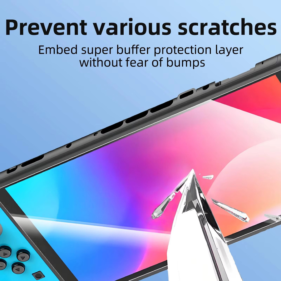 TECTINTER Displayschutzfolie aus gehärtetem Glas für Nintendo Switch, transparent, kratzfester Schutzfilm für deine Spielkonsole - Bild 2