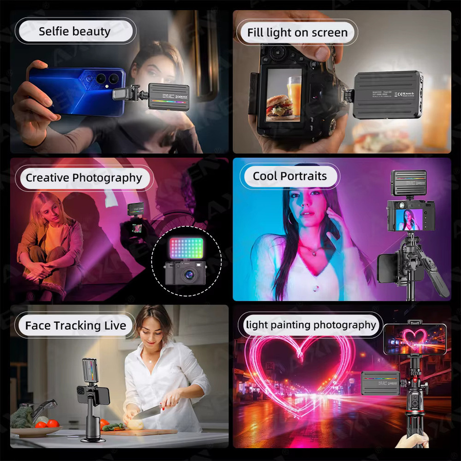 axnen RGB LED Videoleuchte mit einstellbarer Farbtemperatur 2500–9000 K für Fotografie und YouTube in Multicolor - Bild 4