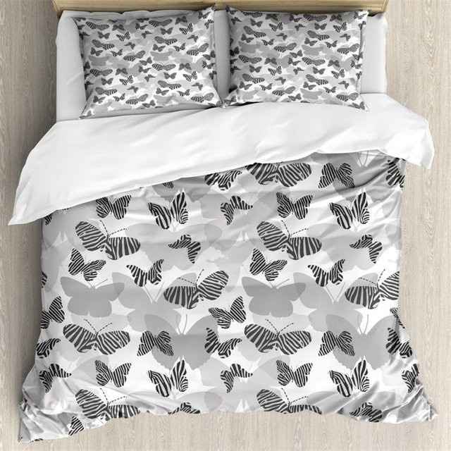 Bettwäscheset mit Schmetterlings-Print von Binchi Outdoor Product, buntes Frühlingsthema, Material Mikrofaser, B/H: 135 x 200 cm - Bild 1