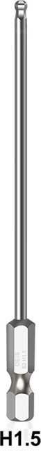 VIBRATITE Sechskant-Schraubendreher-Bits-Set mit magnetischem Kugelkopf in Silber, metrische Bits, Länge: 100 mm, Set bestehend aus H1,5, H2,5, H3, H4, H5, H6 und H8/H10 - Bild 1
