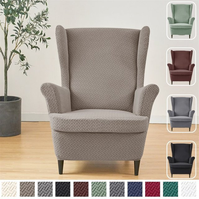 Yupartex Jacquard-Sesselbezug für Flügelstühle, einfarbig und schmutzabweisend mit Stretch-Funktion - Bild 1