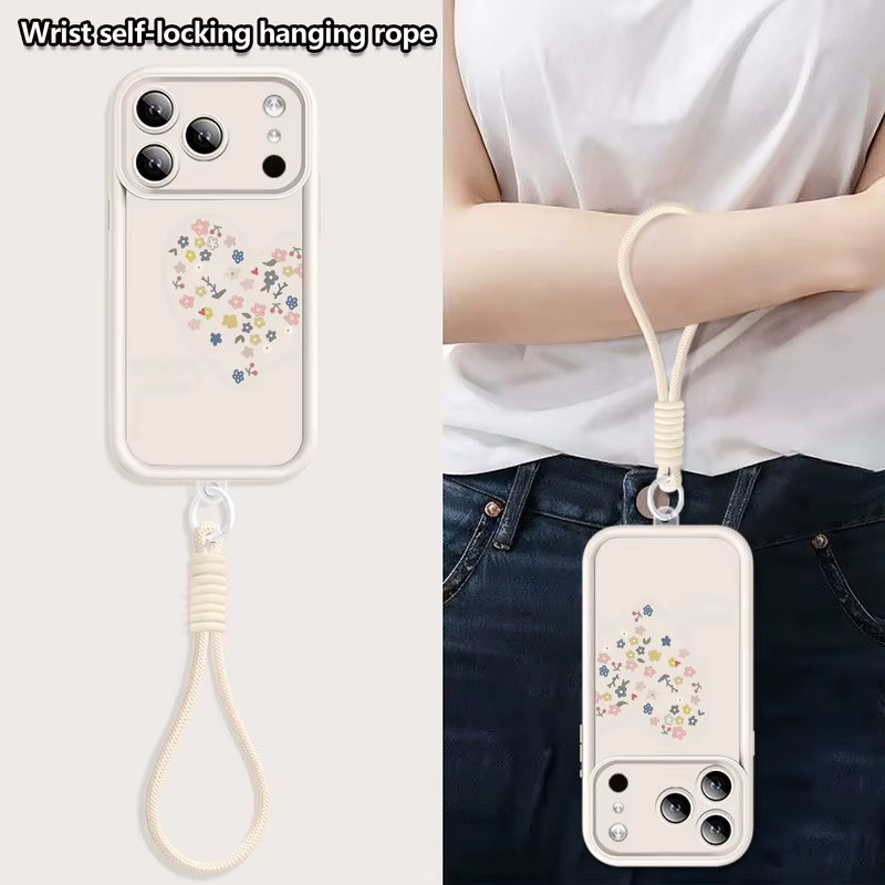 MOESOE Handyhülle mit Herzen Muster und Lanyard für iPhone, Farbe: Braun - Bild 3