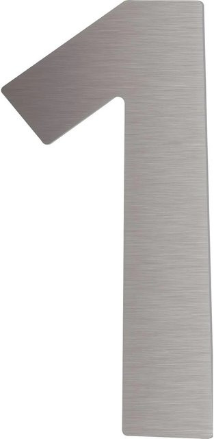 SCHÖSSWENDER Hausnummer 1 aus Edelstahl in Silber mit 2 Gewindenocken M5, Höhe: 120 mm - Bild 1