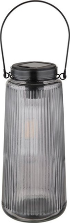 Globo LED-Solarleuchte Schwarz mit transparentem Glas, Höhe: 25 cm, Durchmesser: 11,5 cm