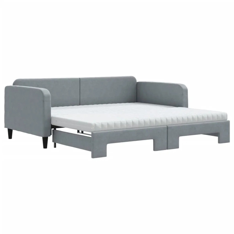 vidaXL Tagesbett ausziehbar mit Matratze in Hellgrau, B/T/H: 200 x 100 x 75 cm - Bild 2