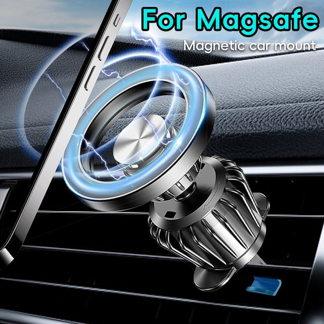 Magnetische MagSafe Autohalterung für die Lüftungsschlitze in Schwarz mit 360 Grad Rotation und starkem Magneten - Bild 1