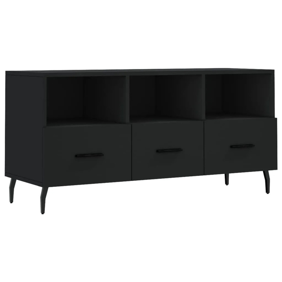 vidaXL TV-Schrank Schwarz aus Holzwerkstoff und Eisen, B/T/H: 102 x 36 x 50 cm - Bild 2
