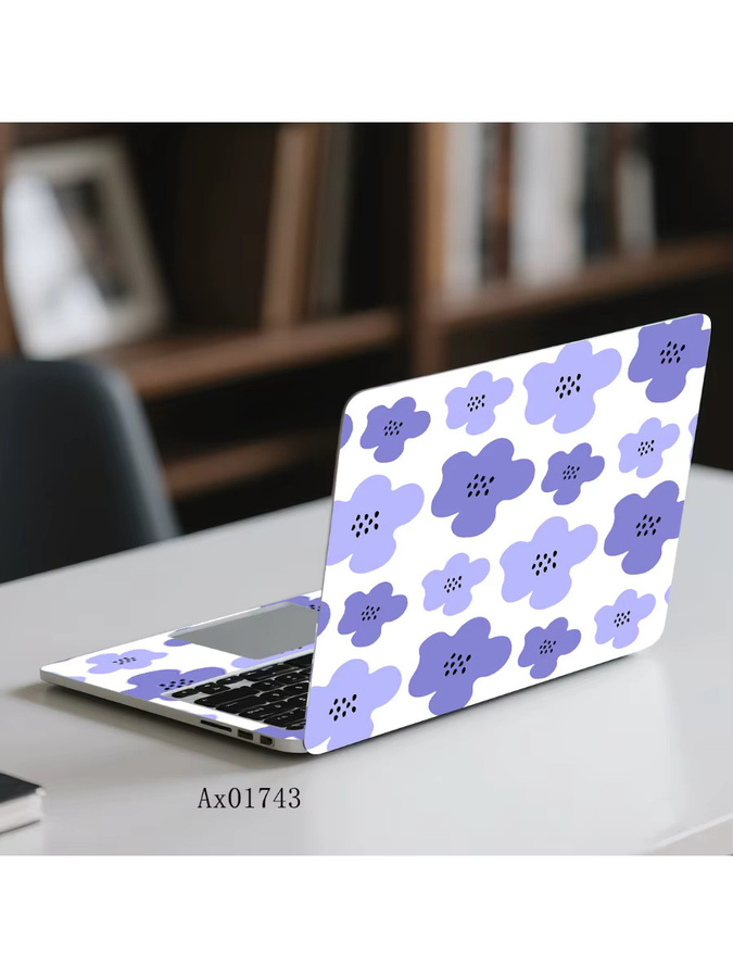2 Stück Laptop-Aufkleber mit Gänseblümchen-Blumenmuster in Lila, abziehbare und selbstklebende Notebook-Skin Cover für MacBook und andere Laptops - Bild 3