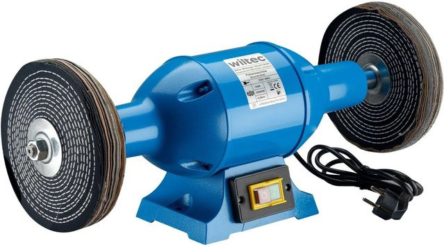 Wiltec Poliermaschine Doppelschleifer mit 750W und Ø 200 mm Polierblock in Blau - Bild 1