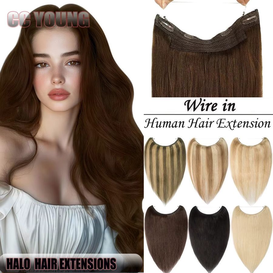 CC YOUNG Haarverlängerungen Echthaar Clip-in-Extensions, Schokoladenbraun, Damen - Bild 7