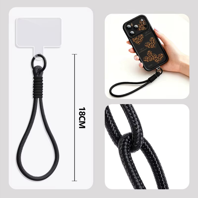 MOESOE Handyhülle mit Leopardenmuster und Schleife sowie Wrist Strap für iPhone 17 16 15 14 13 12 Pro Max Air 16e 11 in Beige, Weiß und Multicolour - Bild 4