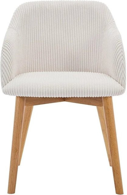Vente-unique Stuhl Jelisa in Creme mit Cord-Sitzfläche und Kautschukholz-Gestell, Höhe: 54 cm - Bild 1