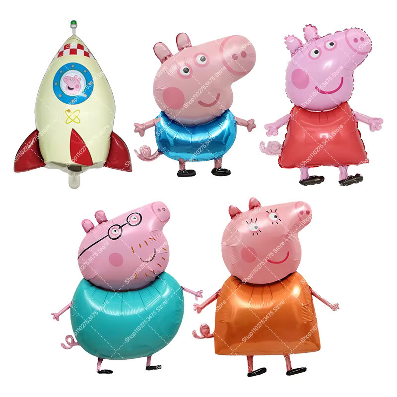 5-teiliges Peppa Pig Party-Set mit bunten Folienballons für Babyparty, Geburtstag oder Geschlechtsoffenbarung von Hasbro - Bild 1