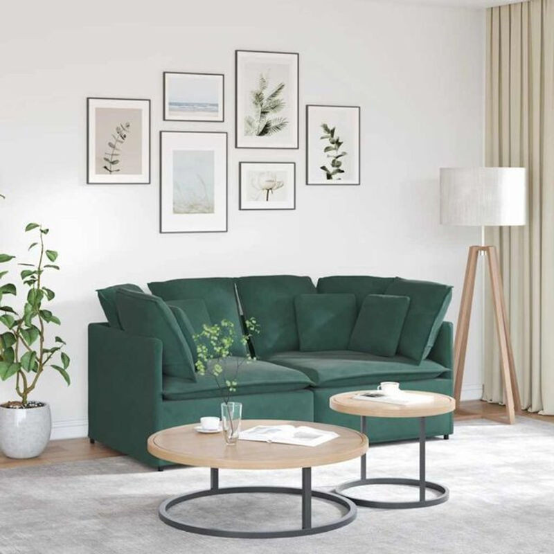 Modulares Modulsofa von vidaxl in Grün aus Samt mit Metallgestell und Kissen - Bild 1