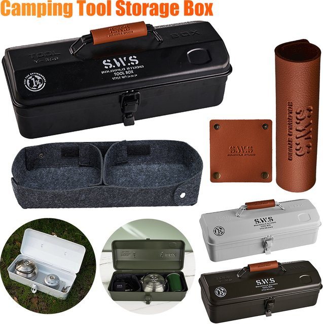 Tragbarer Werkzeugkoffer aus Eisen in Grün mit Anti-Rutsch-Funktion für Hardware und Camping, B/T/H: 37,0 x 16,0 x 12,0 cm - Bild 1