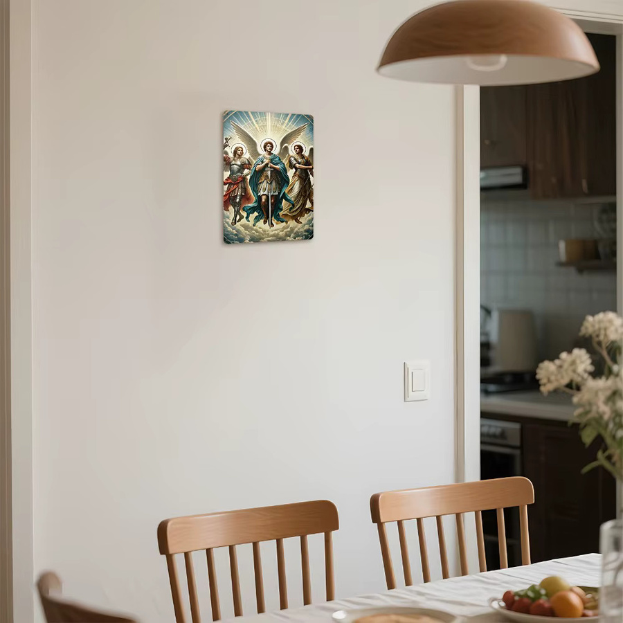 CIFBUY Metallposter Religiöse Wandkunst Erzengel Michael Rafael Gabriel Vintage Blechschild Multicolour B: 30,0 cm, H: 20,0 cm - Bild 5