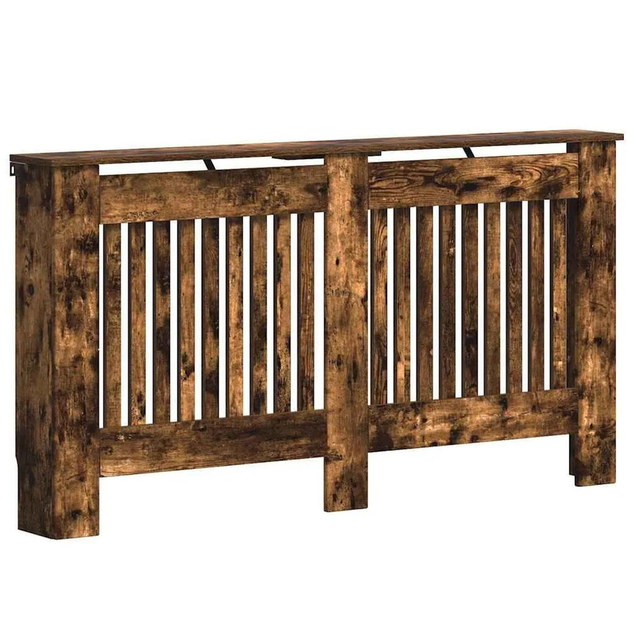 vidaXL Heizkörperabdeckung aus Holz in Geräucherte Eiche mit vertikalem Latten-Design, B/T/H: 152 x 19 x 81,5 cm - Bild 2