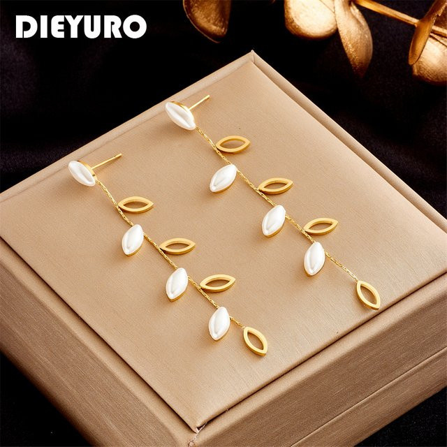 DIEYURO Ohrringe, Edelstahl, Perle, Gold, Damen - Bild 1