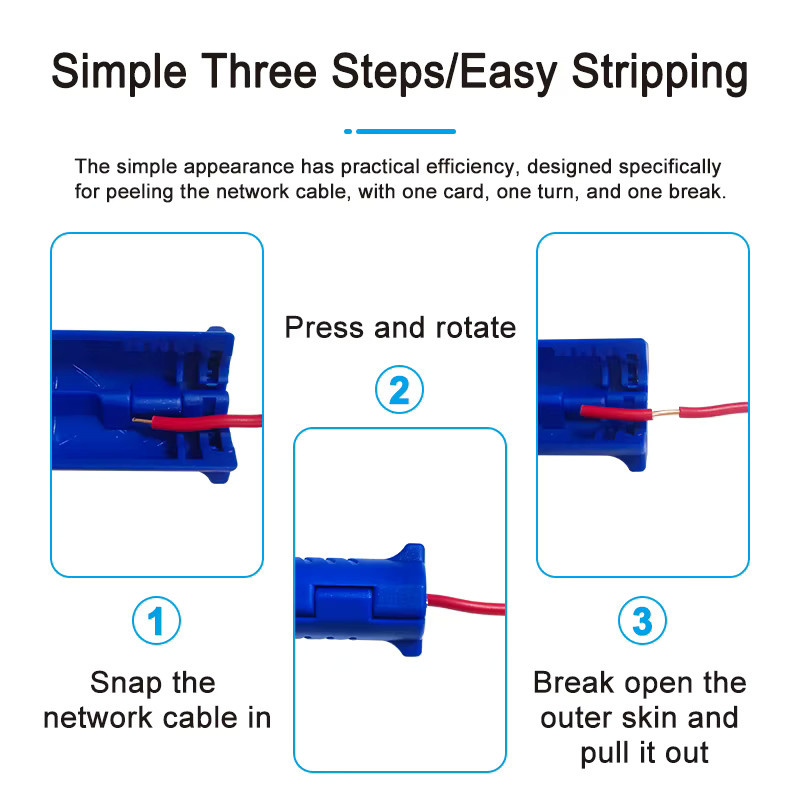 Multifunktionales 2-in-1 Kabelstripper-Werkzeug für Netzwerk- und Koaxialkabel in Blau - Bild 4