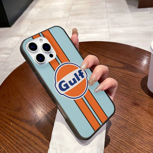 Stoßfeste Handyhülle mit G-Gulfs Rennwagen-Logo für Apple iPhone 11 bis 17 Pro Max, Multicolor - Bild 1