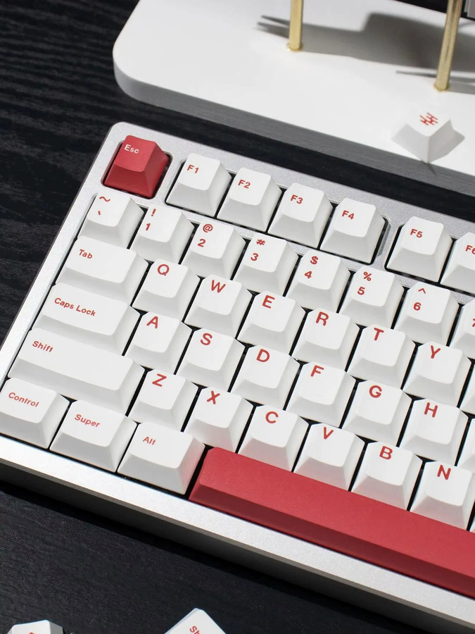 Mintcaps PBT-Tastenkappen im Cherry-Profil für MX mechanische Tastaturen, 144 Tasten, Weiß-Rot, Englische Tastaturbelegung mit Sublimationsdruck - Bild 5