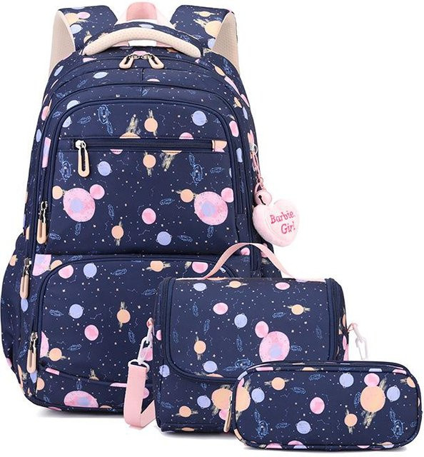 Dreiteiliges Schulranzen-Set von Yiran bag mit Cartoon-Druck in Blau, H x B x T: 46,5 x 32,5 x 22 cm - Bild 1