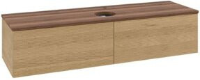 V&B Waschtischunterschrank Antao mit Frontstruktur, Farbe Honig Eiche, B/T: 160 x 50 cm, Wandhängend - Bild 1