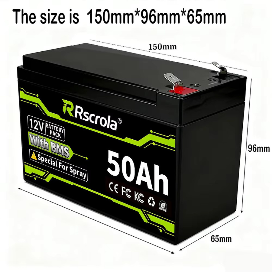 Rscrola Wiederaufladbarer 12V Lithium-Akku 20-50Ah in Schwarz als Mehrzweck-Stromversorgung für Gartensprühgeräte, Lautsprecher und Outdoor-Camping - Bild 1