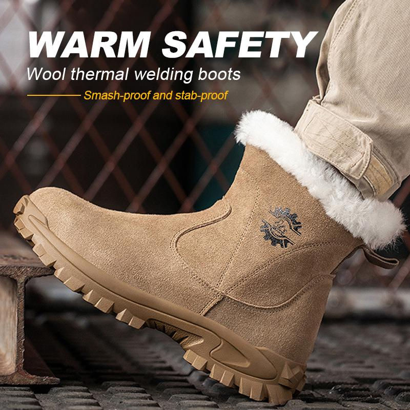 Avant-garde Sicherheitsschuhe für Herren als warme Winter-Arbeitsstiefel mit Stahlkappe und Funkenresistenz, Farbe: Braun, Größe: 37 - Bild 4