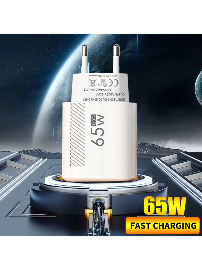 MAEBOXY USB Typ C Wandladegerät 65W PD Schnellladung mit QC3.0 für Samsung, Huawei, iPhone und Xiaomi, Weiß - Bild 7