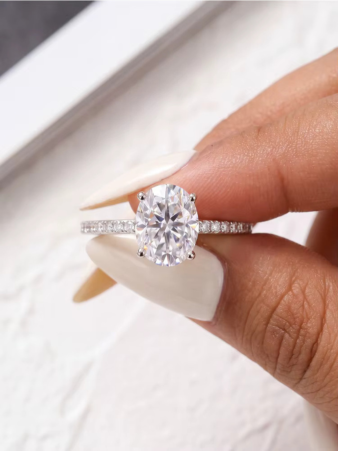 DWJ Moissanit-Diamantring, 925 Silber, Damen - Bild 1