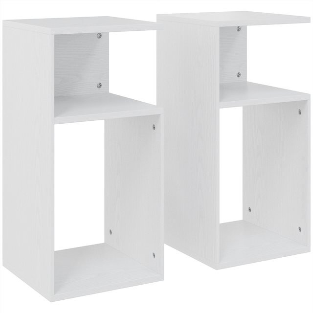 HOMCOM Set 2 moderne Beistelltische mit offenem Ablagefach in Weiß, B/T/H: 30 x 30 x 62,5 cm - Bild 1