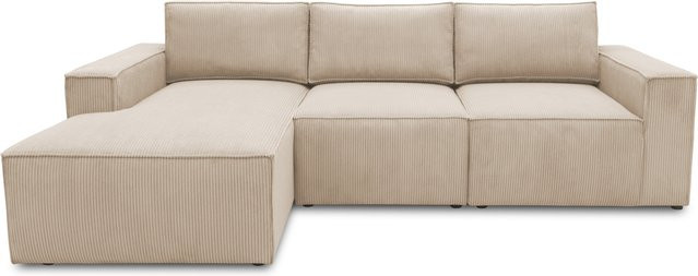 DOMO Cannes Ecksofa mit Longchair in Beige mit Schlaffunktion und Armlehnen, B/T/H: 273 x 172 x 95 cm - Bild 1