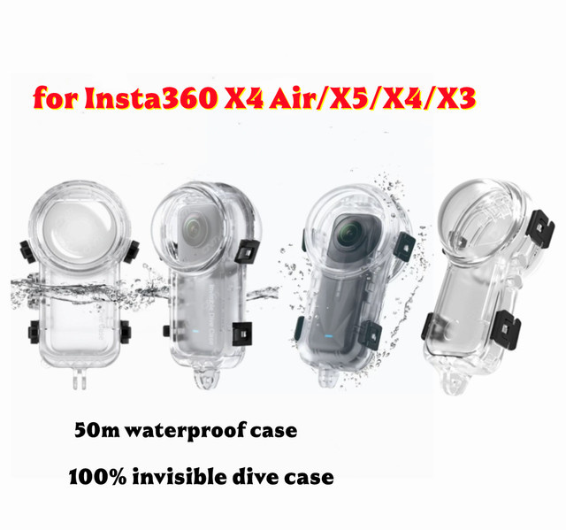 Unsichtbares Tauchgehäuse für Insta360 X4, X3, X4 Air und X5, transparentes Unterwasser-Schutzgehäuse, 50m wasserdicht - Bild 1