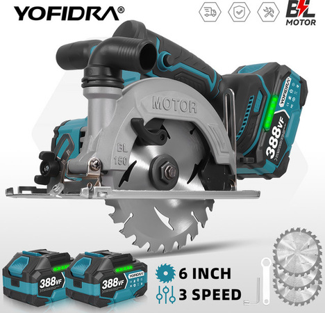 YOFIDRA Bürstenlose elektrische Handkreissäge für Holz und PVC-Rohre mit 55 mm Schnitttiefe, kompatibel mit Makita Akkus