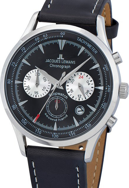 Jacques Lemans Chronograph, Quarz, Edelstahl, 41 mm, Leder, Herren - Bild 1