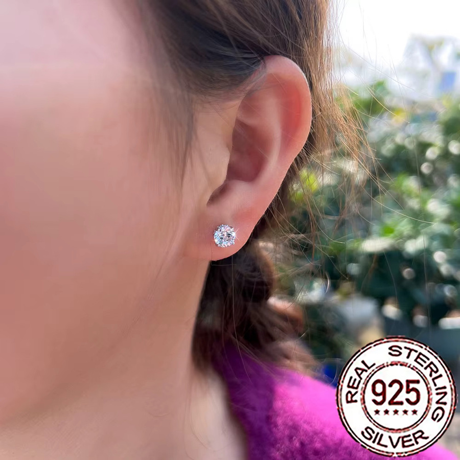 CWWZircons Ohrstecker 925 Silber, Weiße Zirkonia, Damen - Bild 2