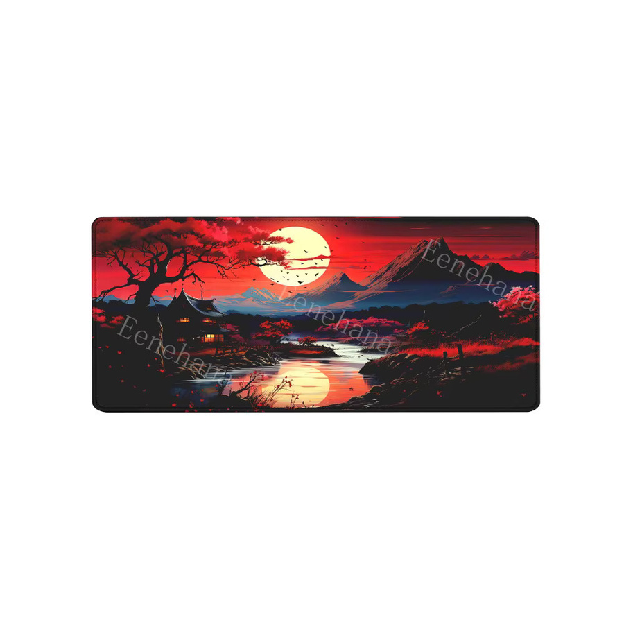 Eenehana Mauspad mit Kunstlandschaft Sonnenuntergang in Rot und Schwarz - Bild 5