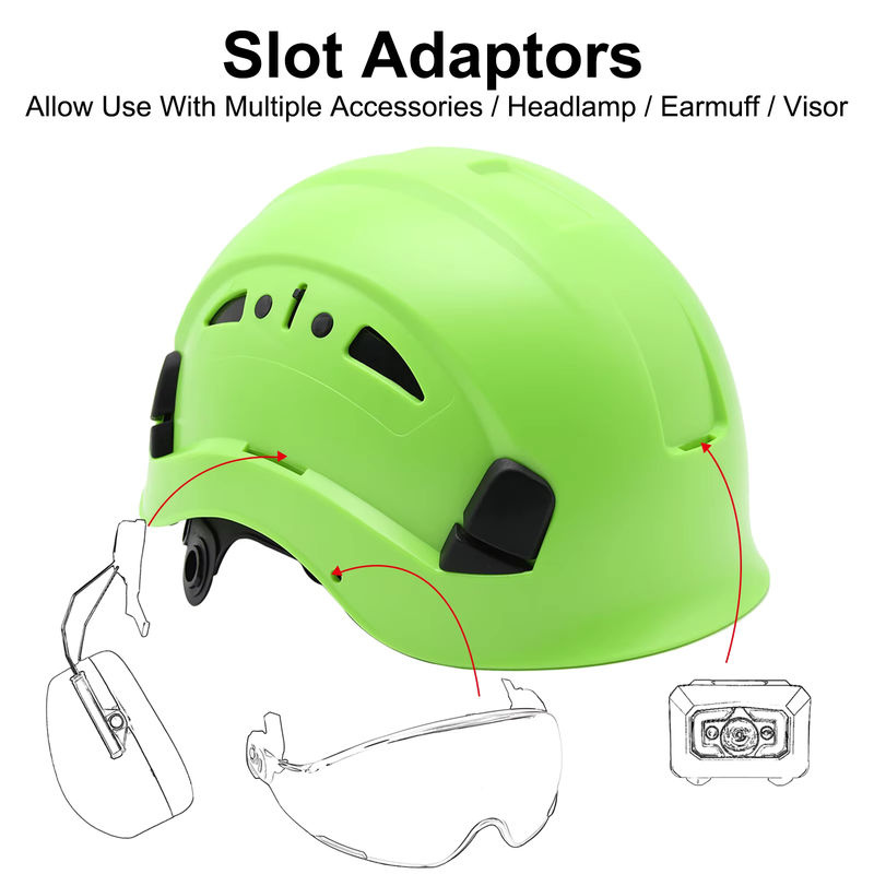 Aolamegs CE-Bau-Schutzhelm aus ABS-Hartschale mit reflektierenden Aufklebern, atmungsaktiver Arbeitshut für Kletter- und Rettungseinsätze, Farben: Orange oder Grün - Bild 3