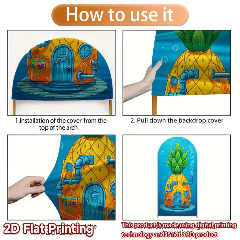 VIKAMA Pineapple Submarine dekorativer Fotohintergrund für Kindergeburtstage, mehrfarbig, B: 120 cm, H: 50 cm, T: 50 cm - Bild 3