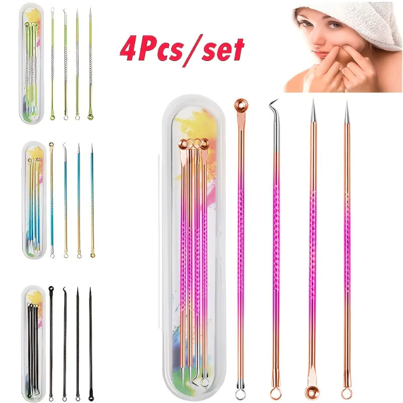 Cxbfg Mitesser Entferner Tool Kit, 4 Stück, Edelstahl, Gesichtspflege - Bild 1