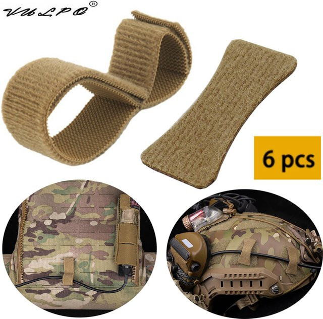 VULPO Taktisches Kabel Management Kit für Helm und Molle zur Organisation von Elektronik-Kommunikationskabeln in Schwarz - Bild 1