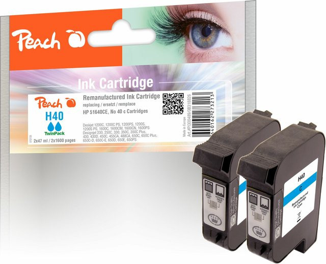 Peach HP 40 Cyan Druckköpfe 2er-Set, wiederaufbereitet, kompatibel mit HP Color Copier 210, HP Color Copier 210 LX und HP Copyjet, ersetzt Xerox und HP 51640CE - Bild 1