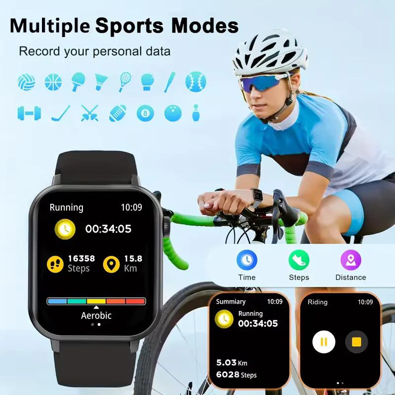 KESHUYOU Smartwatch, Edelstahl, Silikon, Schwarz, Herren und Damen - Bild 3