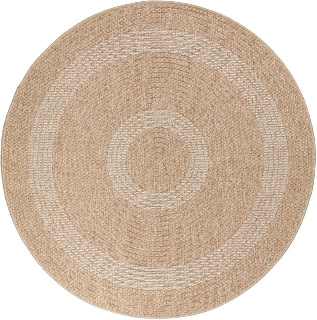 Ayyildiz Outdoor-Teppich Comilla Rund in Beige mit Sisal-Optik, Durchmesser: 160 cm - Bild 1