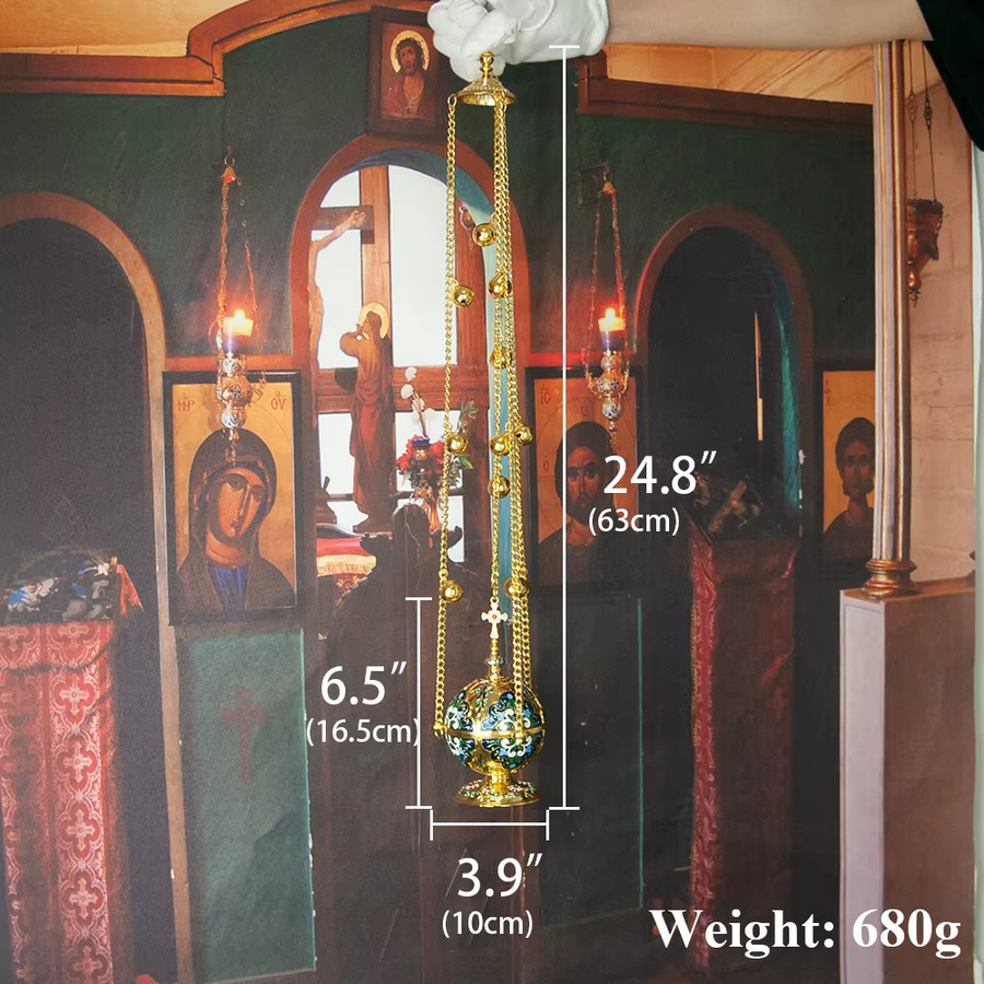 HTISOK Räuchergefäß in Blau mit floralem Design für die orthodoxe Kirche und als Wanddekoration - Bild 2