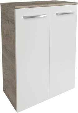 FACKELMANN Doppel-Midischrank B.Style mit 2 Türen und Wäschekorb, Farbe: Nature-Oak/Weiss, B/T/H: 60,2 x 32,0 x 82,6 cm - Bild 1