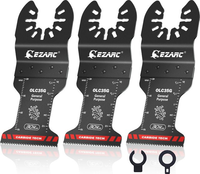 EZARC Hartmetall Oszillierende Sägeblätter Mehrzweck-Multitool-Klingen mit Schnellwechsel für Metall, Holz und PVC in Schwarz - Bild 1