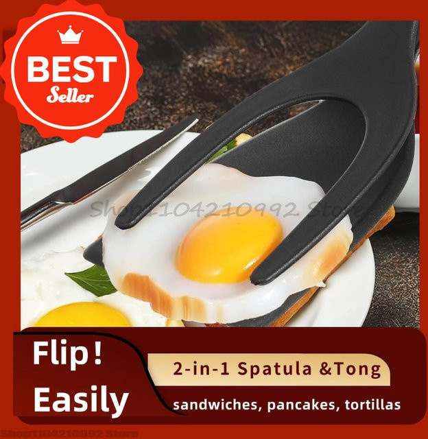 2-in-1 Pfannkuchen-Wender und Eierspatel aus Nylon in Schwarz - Bild 1
